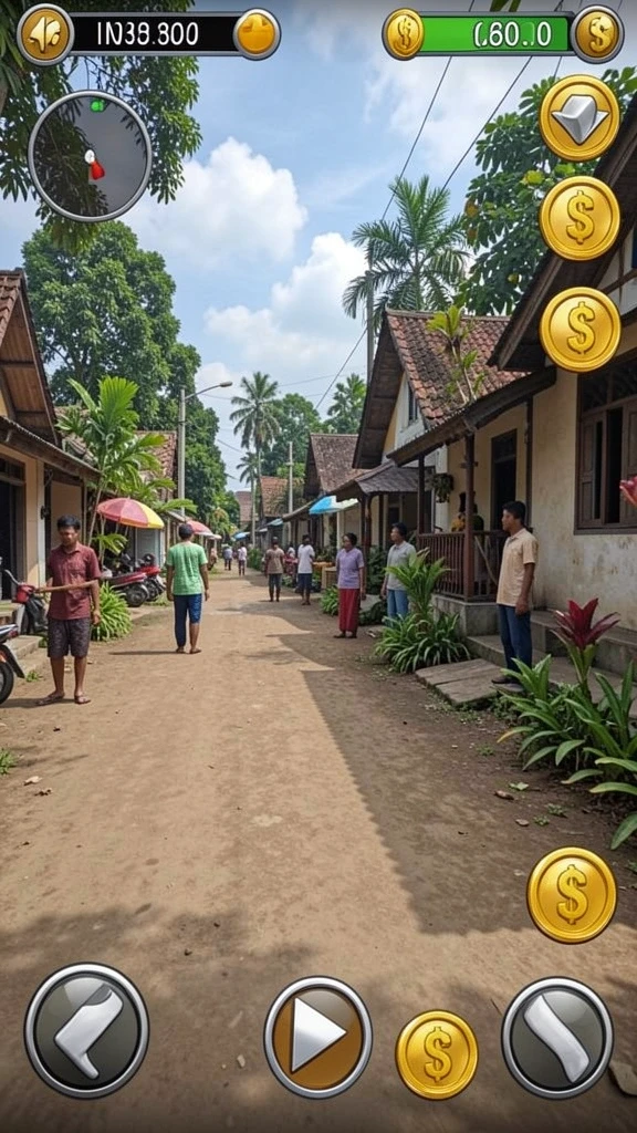 Screenshot menunjukkan petualangan di planet asing yang penuh warna.