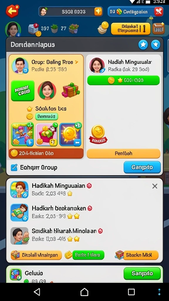 Tampilan permainan yang menarik dan berwarna-warni.