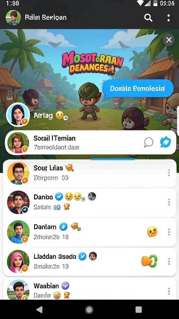 Screenshot fitur sosial antar pemain yang mengesankan.